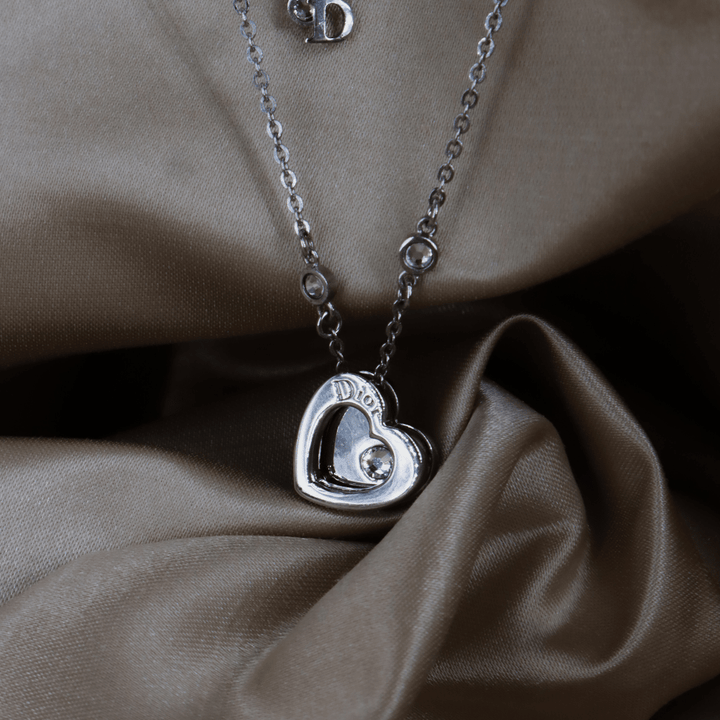 CHRISTIAN DIOR double layer心型項鏈 四葉草幸運系列 - Vintasy