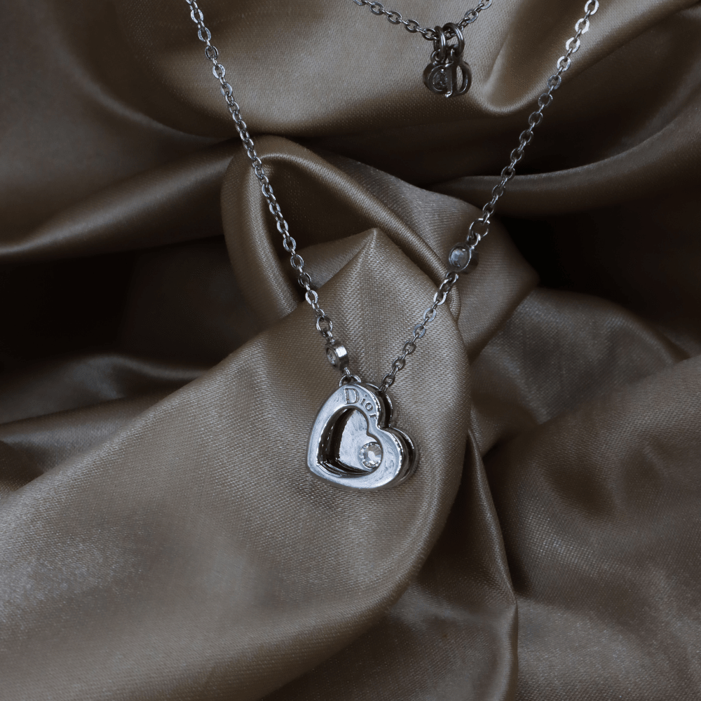 CHRISTIAN DIOR double layer心型項鏈 四葉草幸運系列 - Vintasy