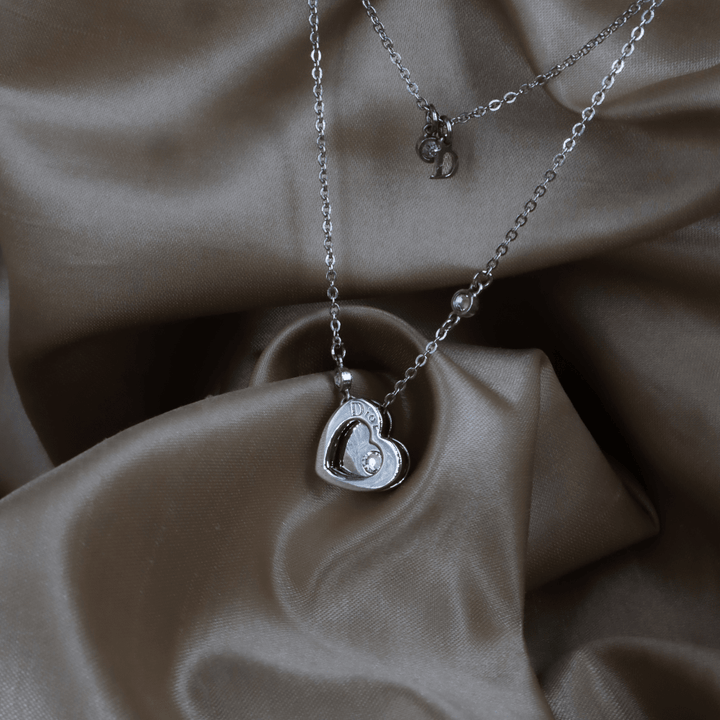 CHRISTIAN DIOR double layer心型項鏈 四葉草幸運系列 - Vintasy