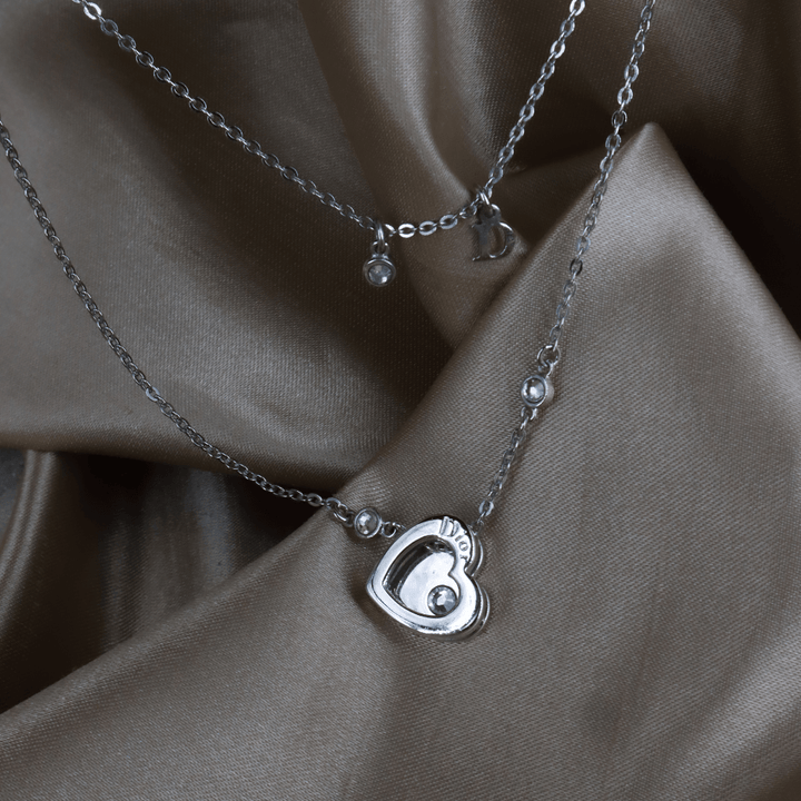 CHRISTIAN DIOR Floating Heart 鏤空水晶心型鎖骨項鏈 ｜ 2000年代 - Vintasy