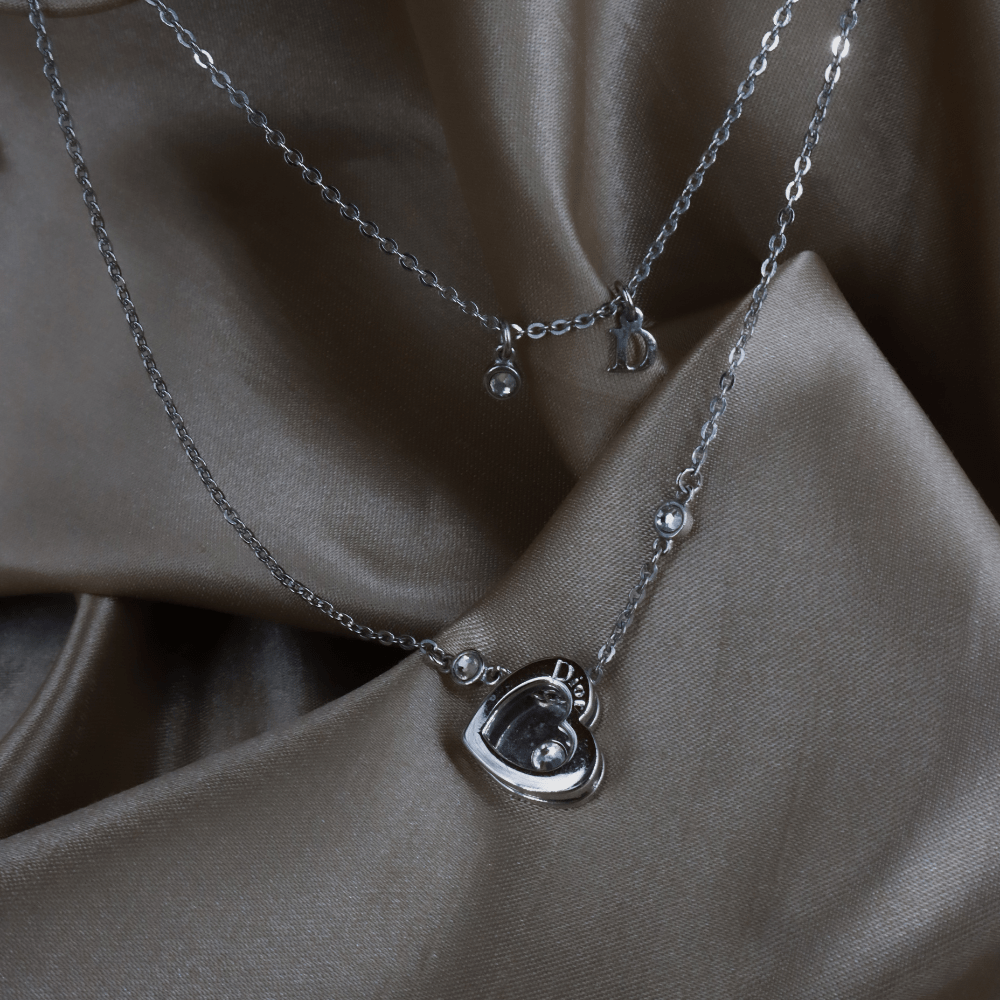 CHRISTIAN DIOR Floating Heart 鏤空水晶心型鎖骨項鏈 ｜ 2000年代 - Vintasy