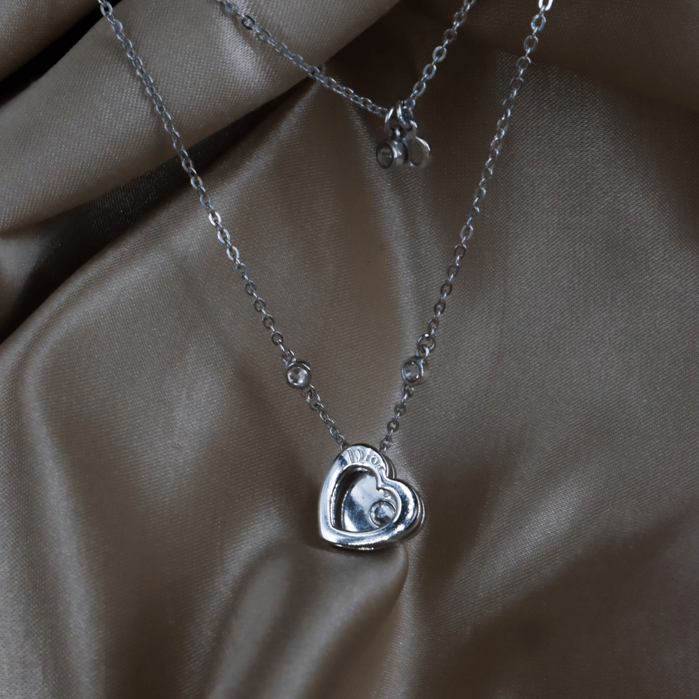 CHRISTIAN DIOR Floating Heart 鏤空水晶心型鎖骨項鏈 ｜ 2000年代 - Vintasy