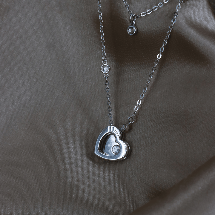 CHRISTIAN DIOR Floating Heart 鏤空水晶心型鎖骨項鏈 ｜ 2000年代 - Vintasy