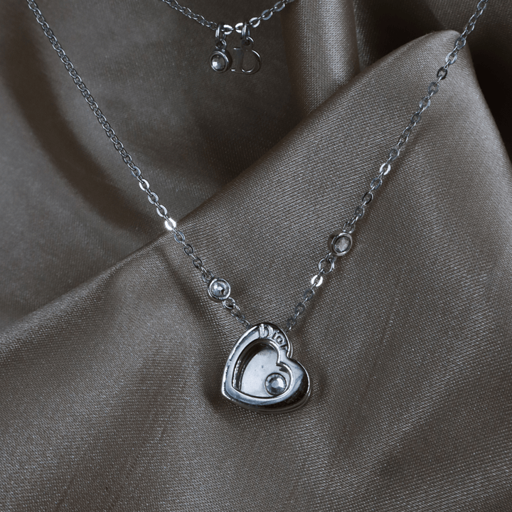 CHRISTIAN DIOR Floating Heart 鏤空水晶心型鎖骨項鏈 ｜ 2000年代 - Vintasy