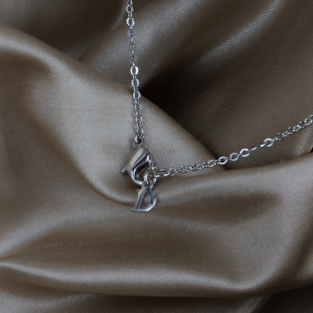 CHRISTIAN DIOR 銀色粉紅水晶蝴蝶Logo吊墜項鏈｜未使用美品 ｜2000年代 - Vintasy