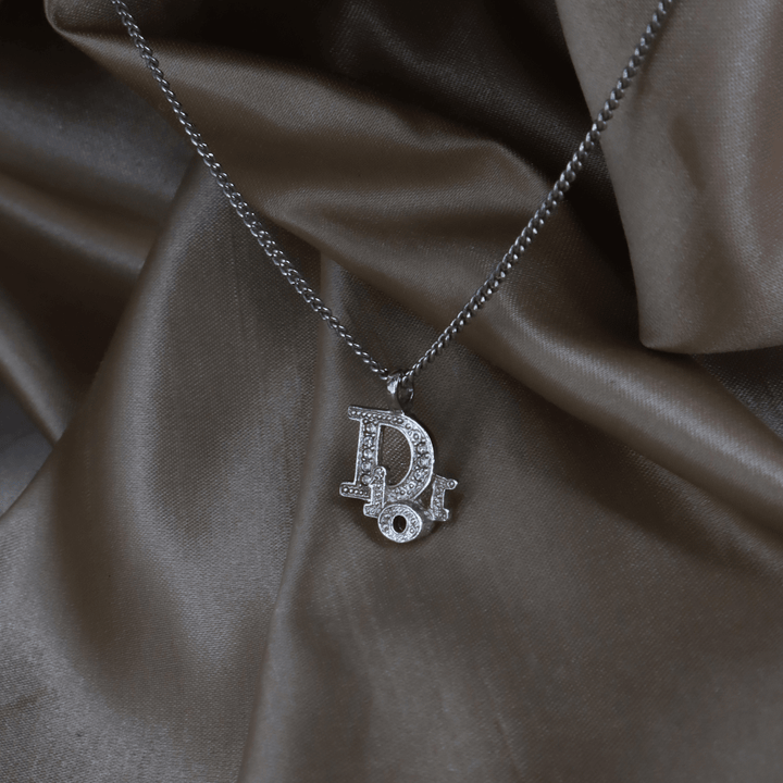 CHRISTIAN DIOR 水鑽 Logo 項鏈｜附原盒 - Vintasy項鏈