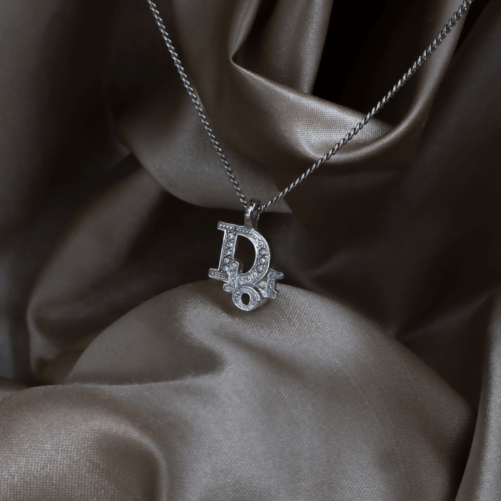 CHRISTIAN DIOR 水鑽 Logo 項鏈｜未使用級 - Vintasy項鏈