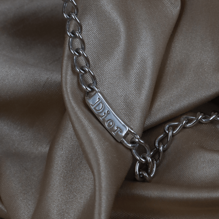 CHRISTIAN DIOR 銀色LOGO牌頸鏈 - Vintasy項鏈