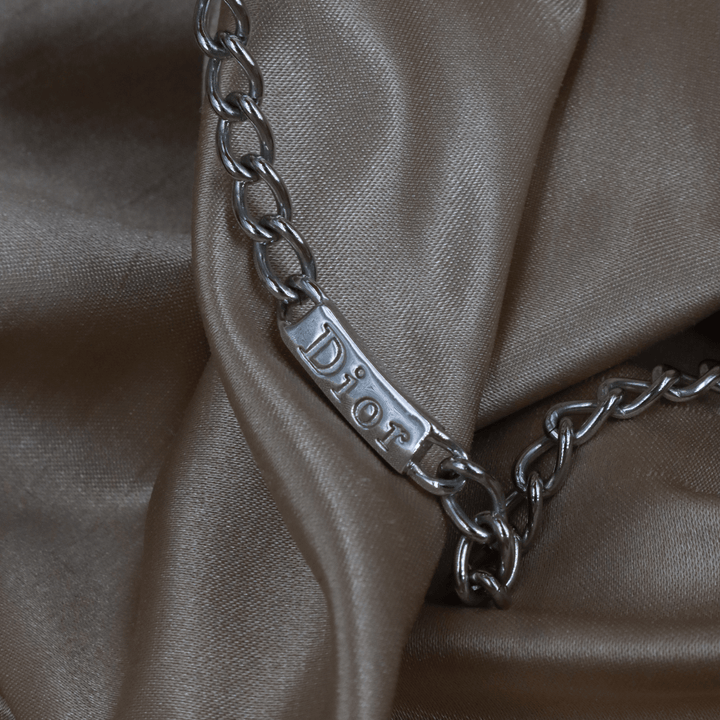 CHRISTIAN DIOR 銀色LOGO牌頸鏈 - Vintasy項鏈