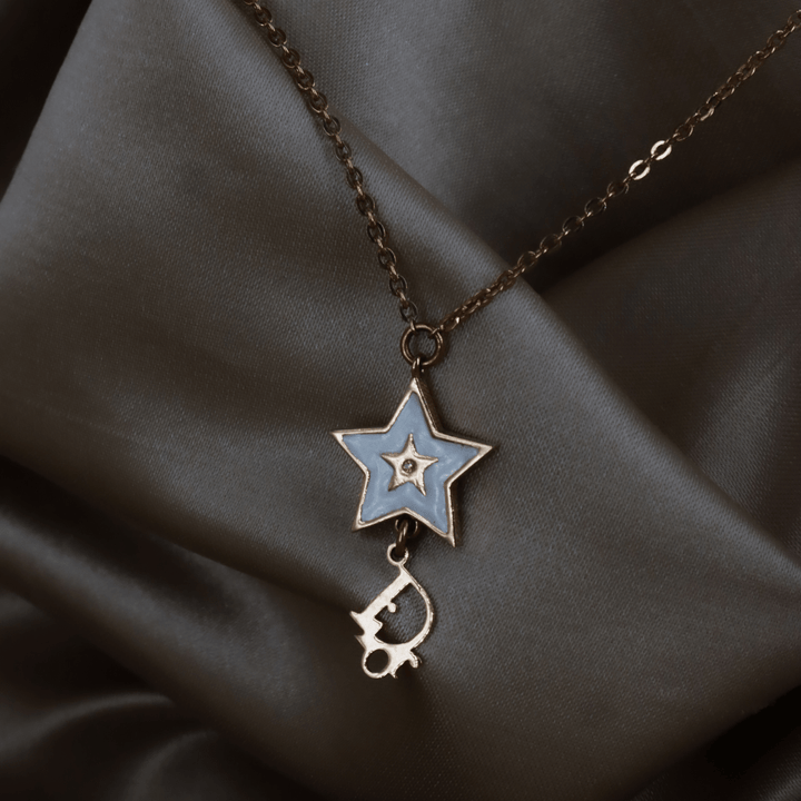 CHRISTIAN DIOR Lucky Star 白琺瑯項鏈 - Vintasy項鏈