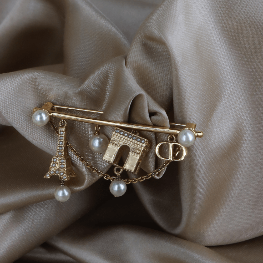 CHRISTIAN DIOR Paris Motif Brooch扣針｜現代系列 - Vintasy