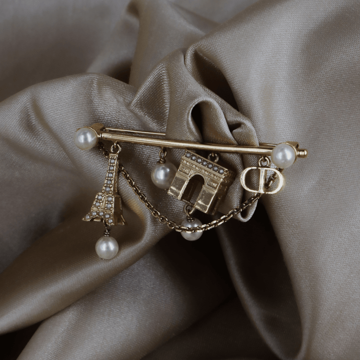 CHRISTIAN DIOR Paris Motif Brooch扣針｜現代系列 - Vintasy