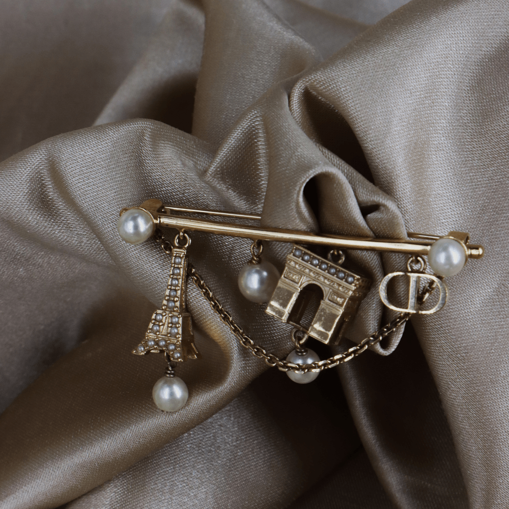 CHRISTIAN DIOR Paris Motif Brooch扣針｜現代系列 - Vintasy