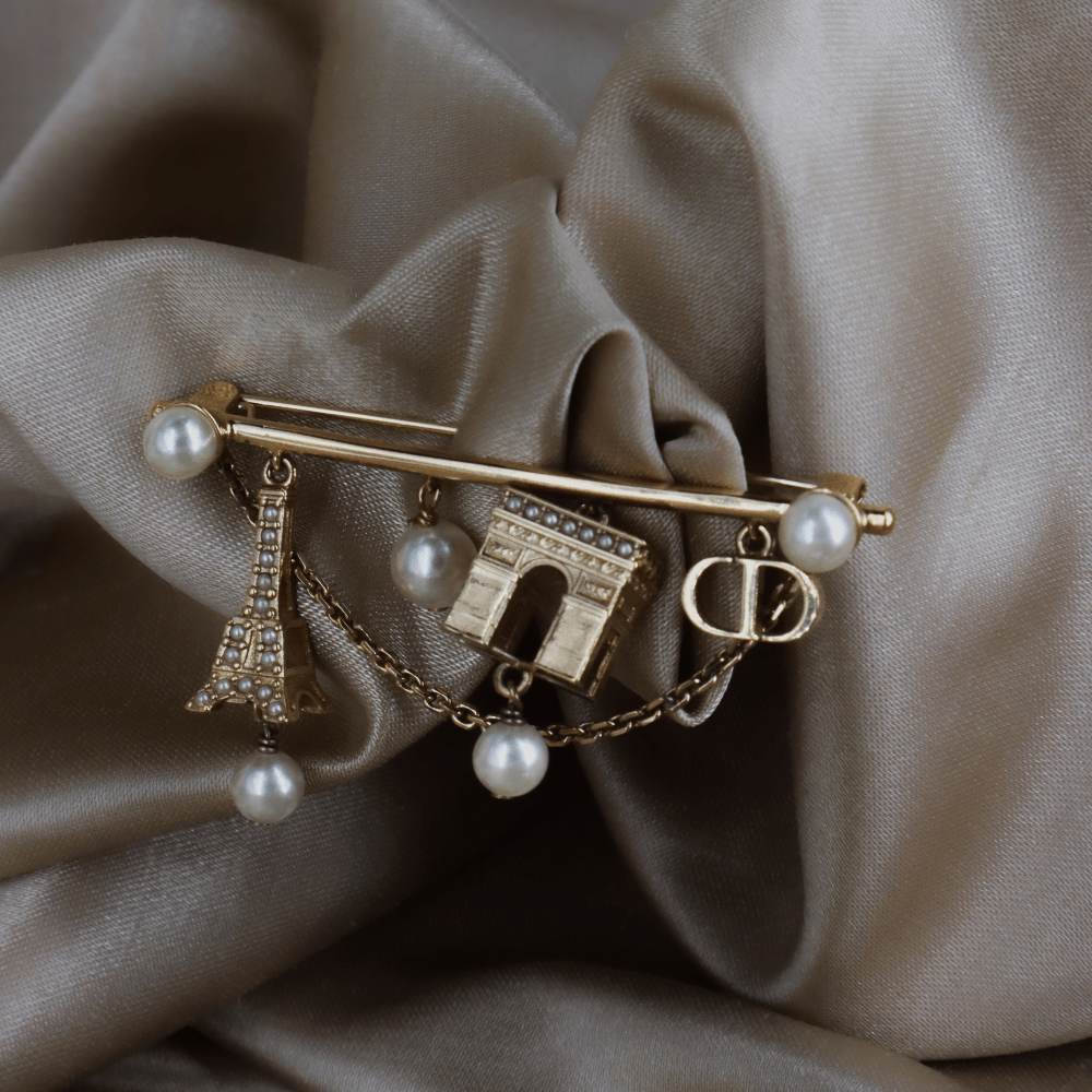 CHRISTIAN DIOR Paris Motif Brooch扣針｜現代系列 - Vintasy