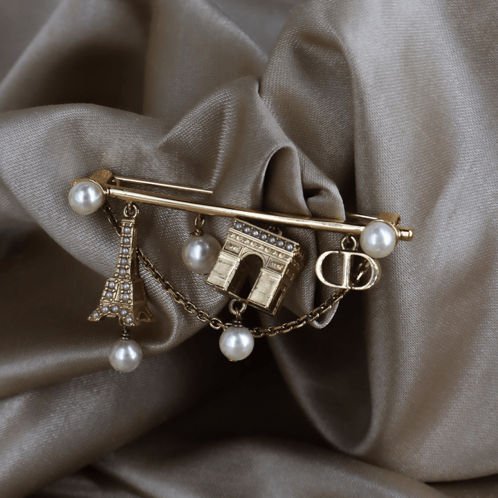 CHRISTIAN DIOR Paris Motif Brooch扣針｜現代系列 - Vintasy