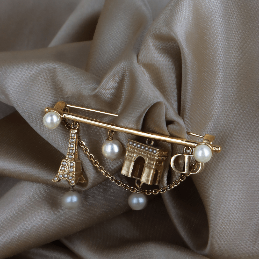 CHRISTIAN DIOR Paris Motif Brooch扣針｜現代系列 - Vintasy