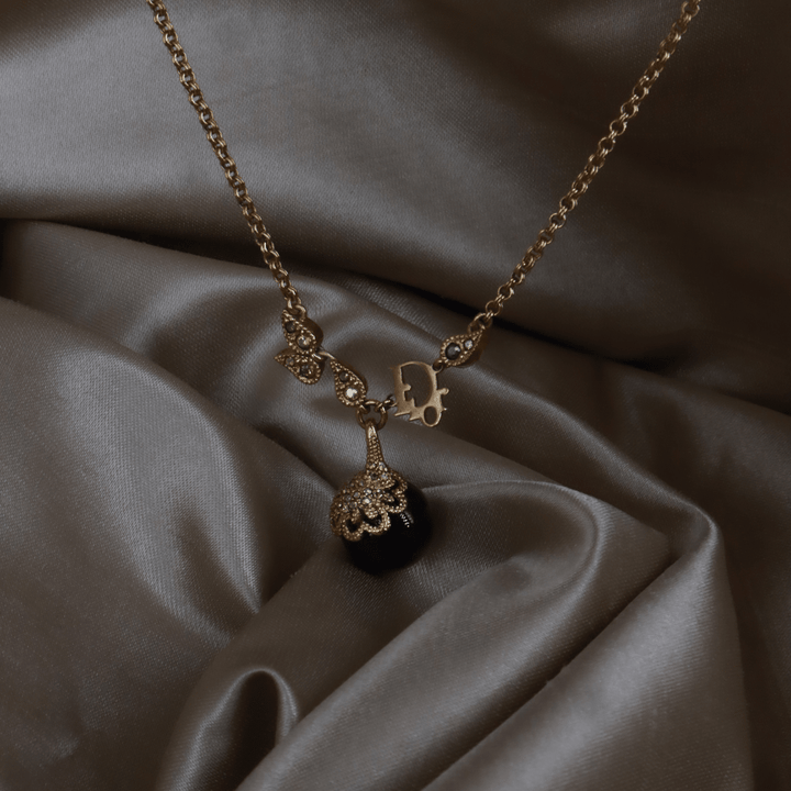 CHRISTIAN DIOR 金色珍珠果實吊墜項鏈（Pearl Drop Pendant款）｜1990年代經典 ｜未使用品 - Vintasy項鏈