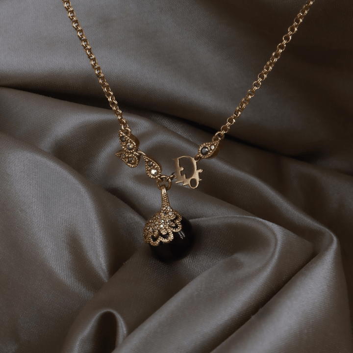 CHRISTIAN DIOR 金色珍珠果實吊墜項鏈（Pearl Drop Pendant款）｜1990年代經典 ｜未使用品 - Vintasy項鏈