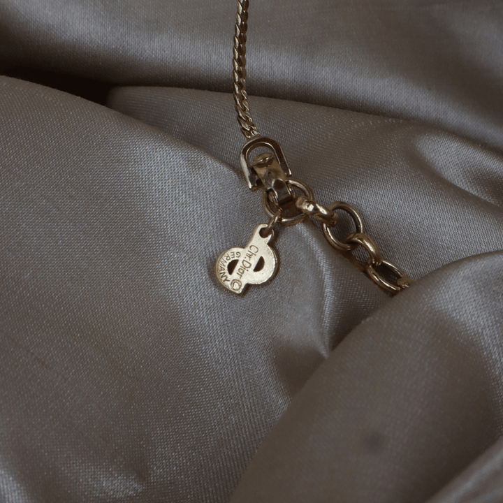 CHRISTIAN DIOR 金色水鑽淚滴項鏈（Teardrop Crystal Necklace款）｜1990年代經典 ｜未使用品 - Vintasy項鏈
