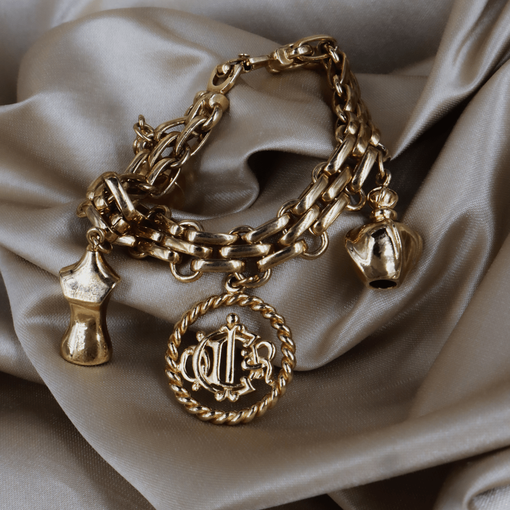 CHRISTIAN DIOR Vintage Charm 手鏈｜1990年代標誌吊墜 - Vintasy