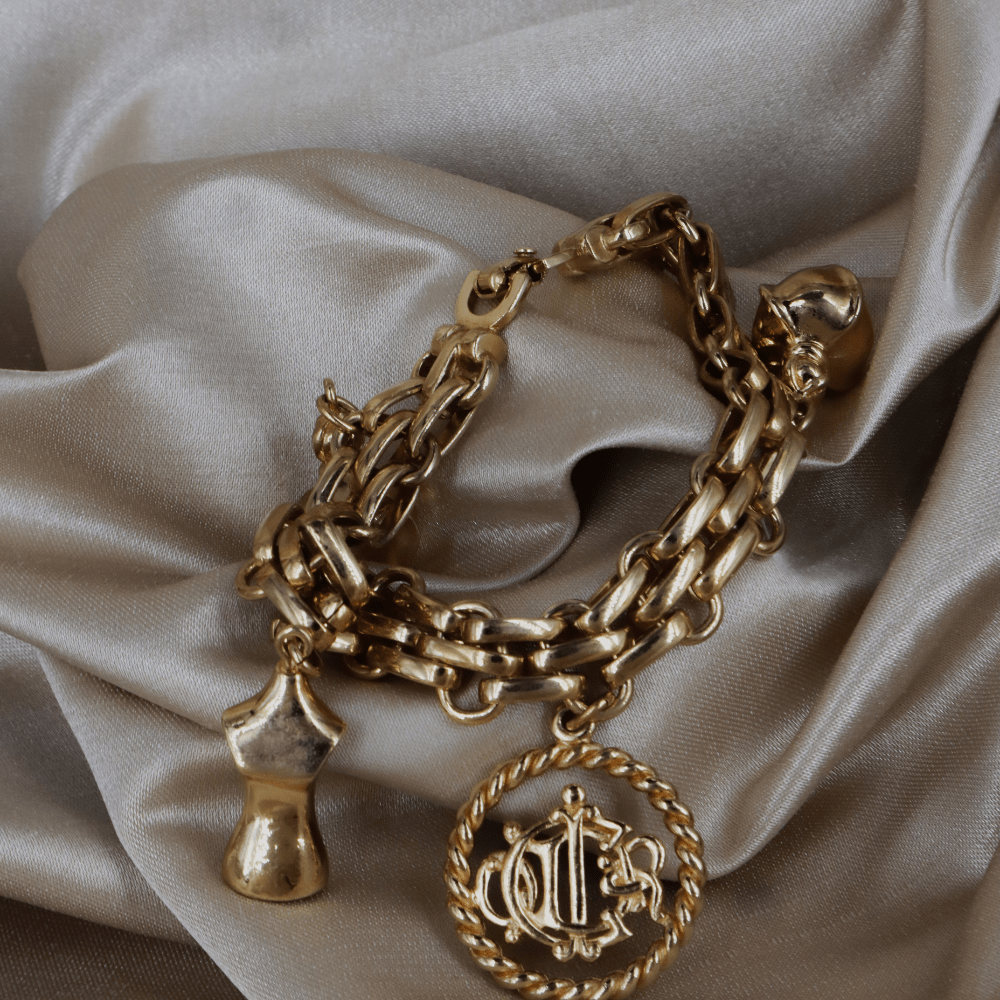 CHRISTIAN DIOR Vintage Charm 手鏈｜1990年代標誌吊墜 - Vintasy