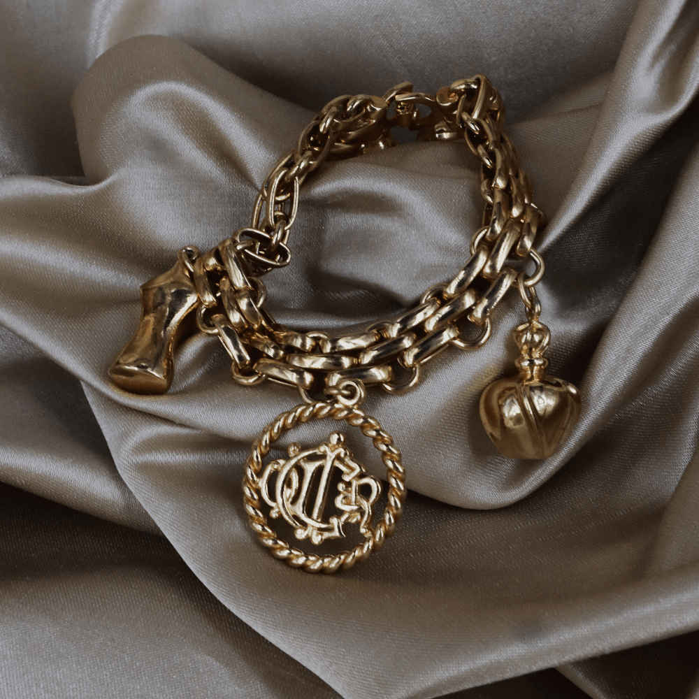 CHRISTIAN DIOR Vintage Charm 手鏈｜1990年代標誌吊墜 - Vintasy