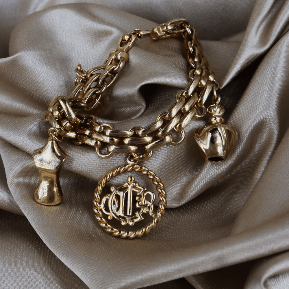 CHRISTIAN DIOR Vintage Charm 手鏈｜1990年代標誌吊墜 - Vintasy