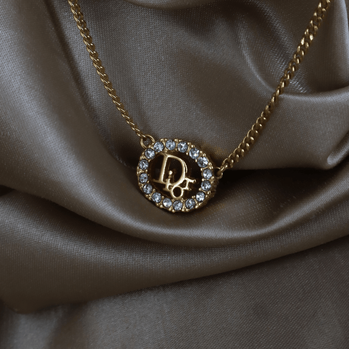 CHRISTIAN DIOR 圓型閃石項鏈| 經典款式 未使用品附原盒 - Vintasy項鏈