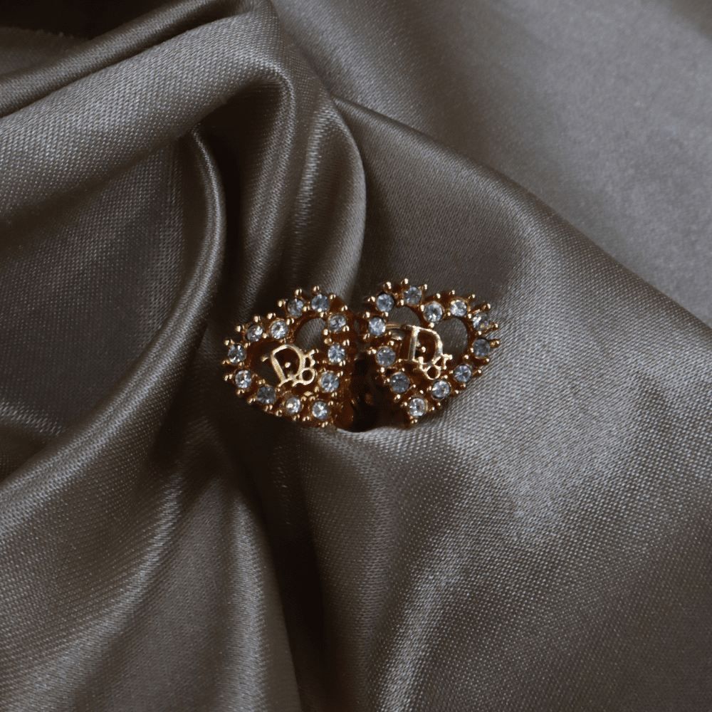 CHRISTIAN DIOR 心型閃石耳夾 - Vintasy