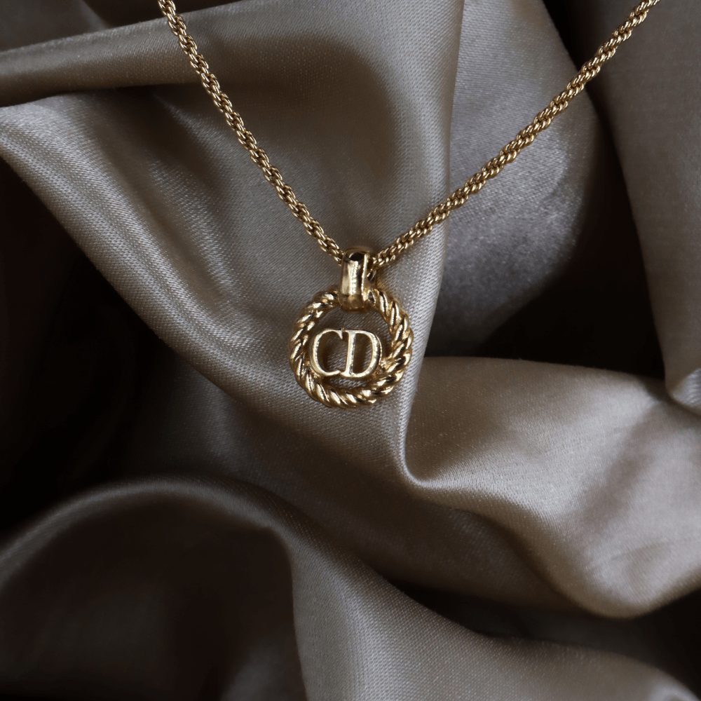 CHRISTIAN DIOR 麻花吊墜項鏈連耳環｜經典之作｜原盒未使用 - Vintasy項鏈