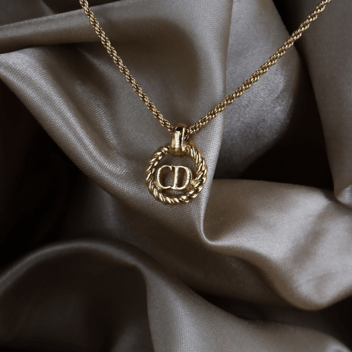CHRISTIAN DIOR 麻花吊墜項鏈連耳環｜經典之作｜原盒未使用 - Vintasy項鏈