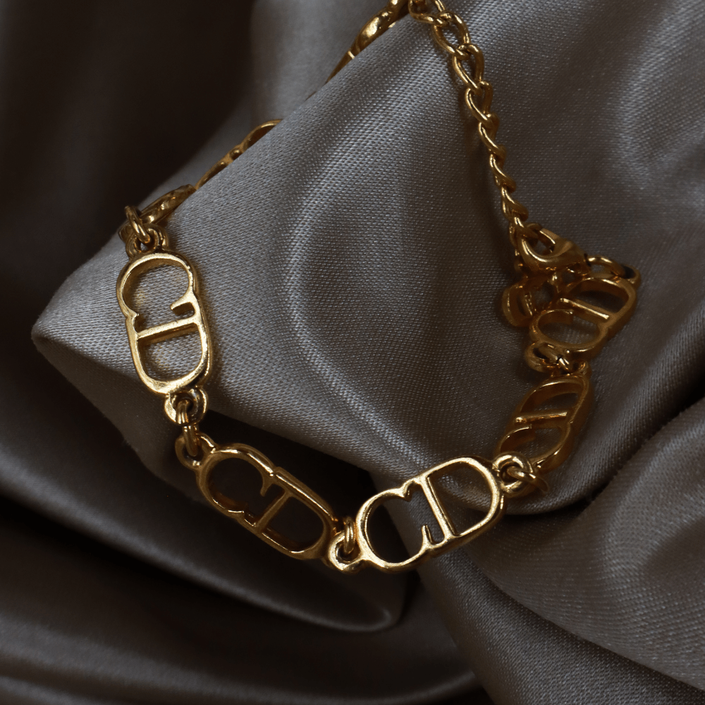 CHRISTIAN DIOR 金色鏤空字母鏈環手鏈 - Vintasy手鏈