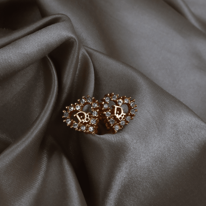 CHRISTIAN DIOR 心型閃石耳夾 - Vintasy