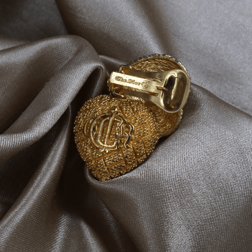 CHRISTIAN DIOR 心型馬車耳夾 - Vintasy
