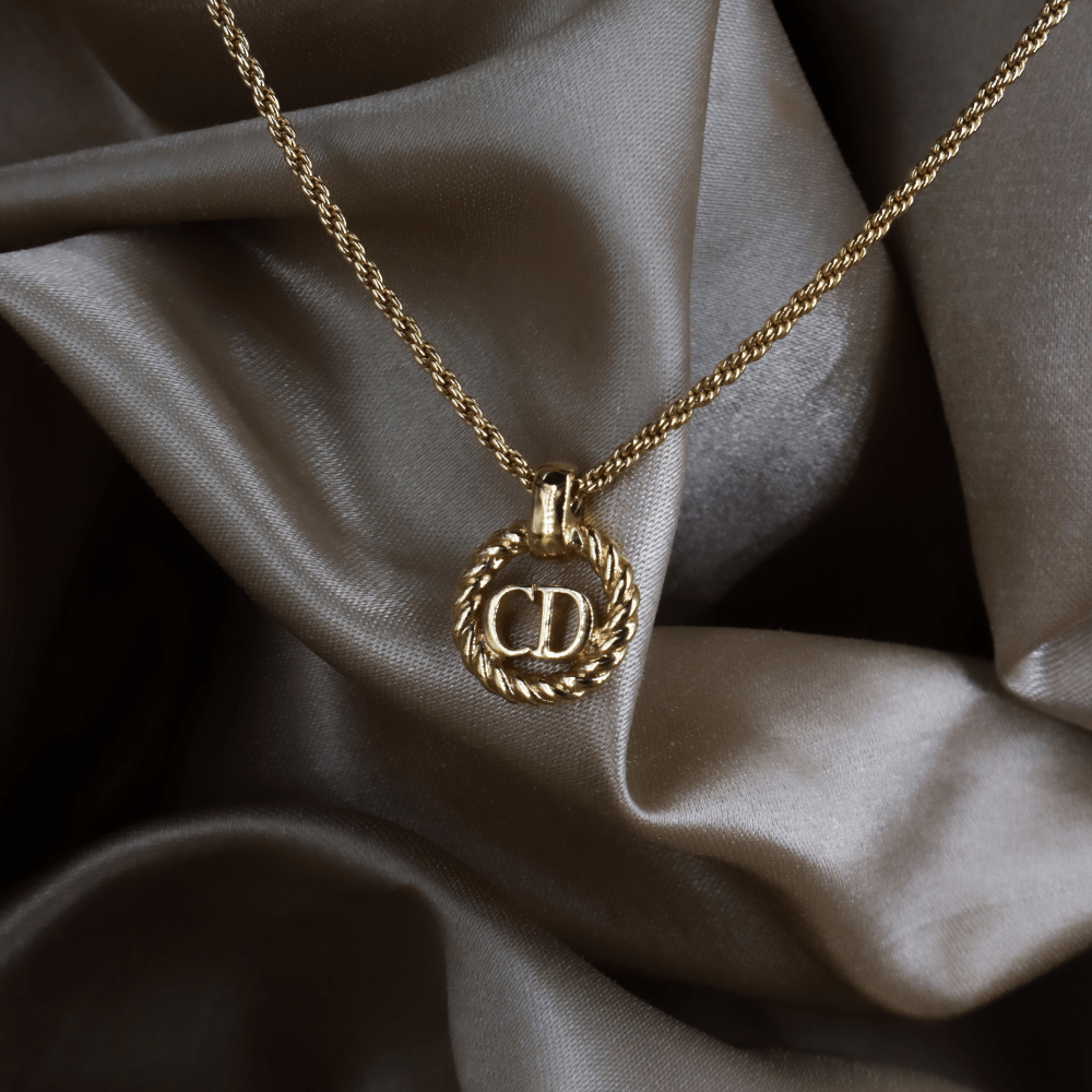 CHRISTIAN DIOR 麻花吊墜項鏈連耳環｜經典之作｜原盒未使用 - Vintasy項鏈