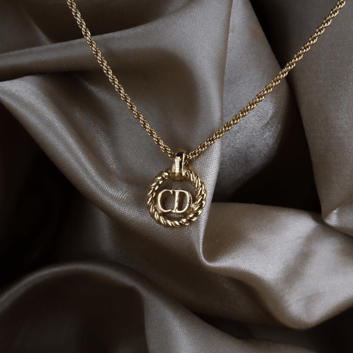 CHRISTIAN DIOR 麻花吊墜項鏈連耳環｜經典之作｜原盒未使用 - Vintasy項鏈