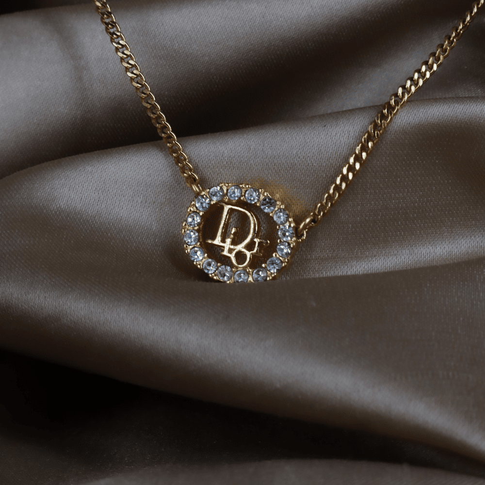 CHRISTIAN DIOR 圓型閃石項鏈| 經典款式 ｜｜VINTASY 中古美品 ｜ 香港最大型中古首飾收藏店｜ DIOR ｜ 項鏈