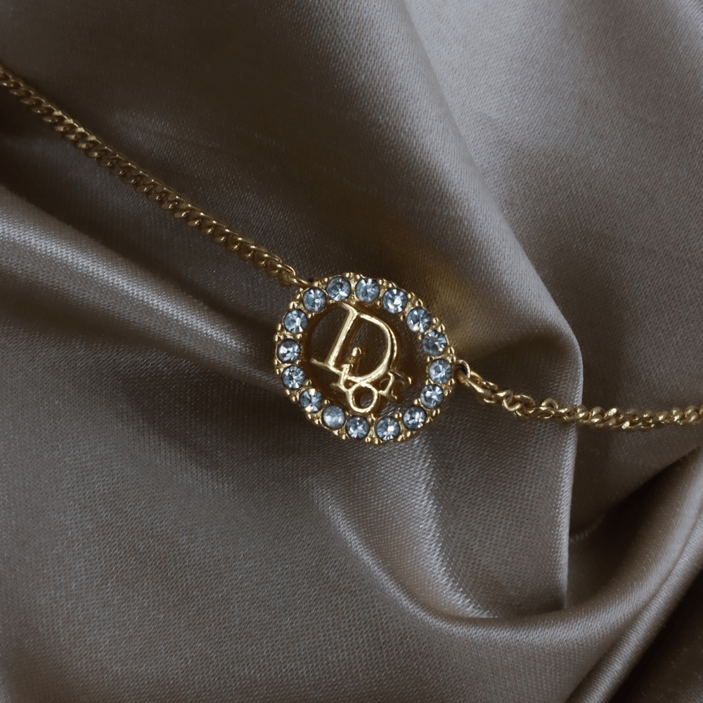 CHRISTIAN DIOR 圓型閃石項鏈| 經典款式 未使用品附原盒 - Vintasy項鏈