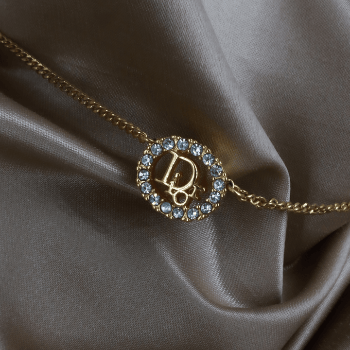 CHRISTIAN DIOR 圓型閃石項鏈| 經典款式 未使用品附原盒 - Vintasy項鏈