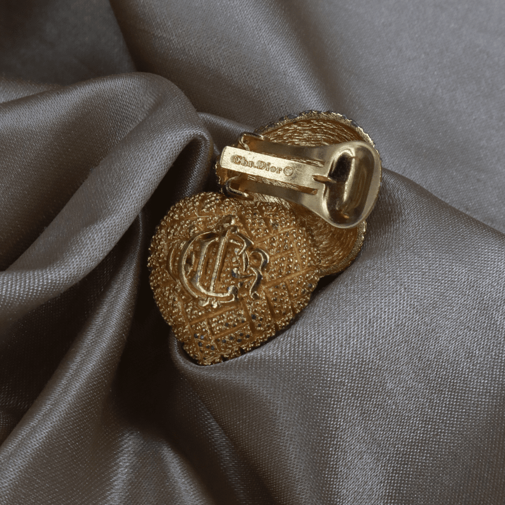 CHRISTIAN DIOR 心型馬車耳夾 - Vintasy