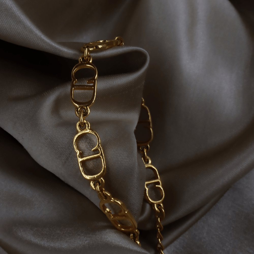 CHRISTIAN DIOR 金色鏤空字母鏈環手鏈 - Vintasy手鏈