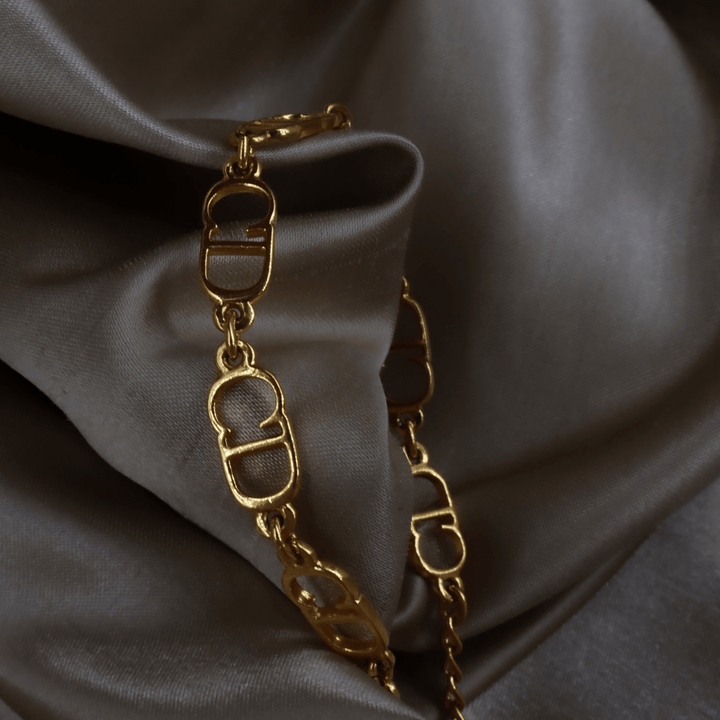 CHRISTIAN DIOR 金色鏤空字母鏈環手鏈 - Vintasy手鏈
