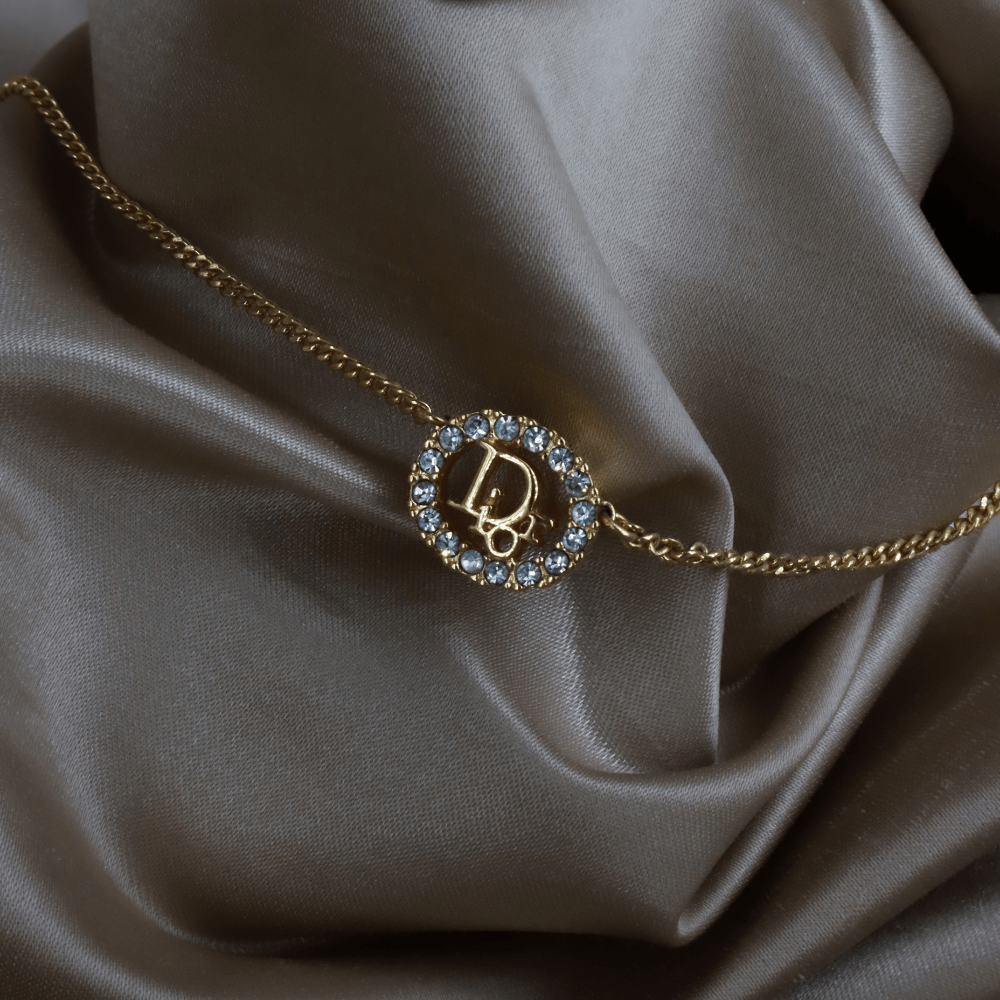 CHRISTIAN DIOR 圓型閃石項鏈| 經典款式 未使用品附原盒 - Vintasy項鏈