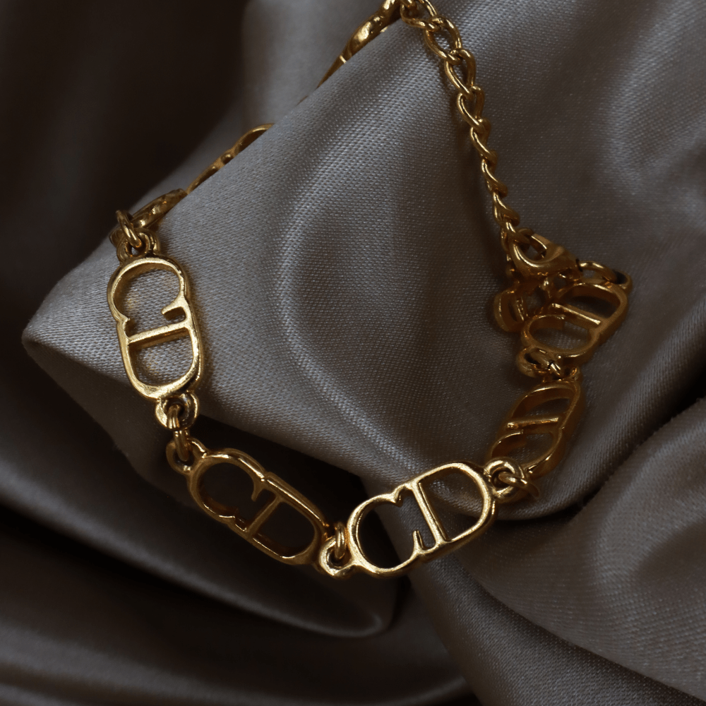 CHRISTIAN DIOR 金色鏤空字母鏈環手鏈 - Vintasy手鏈
