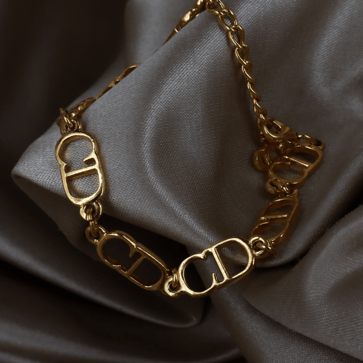CHRISTIAN DIOR 金色鏤空字母鏈環手鏈 - Vintasy手鏈