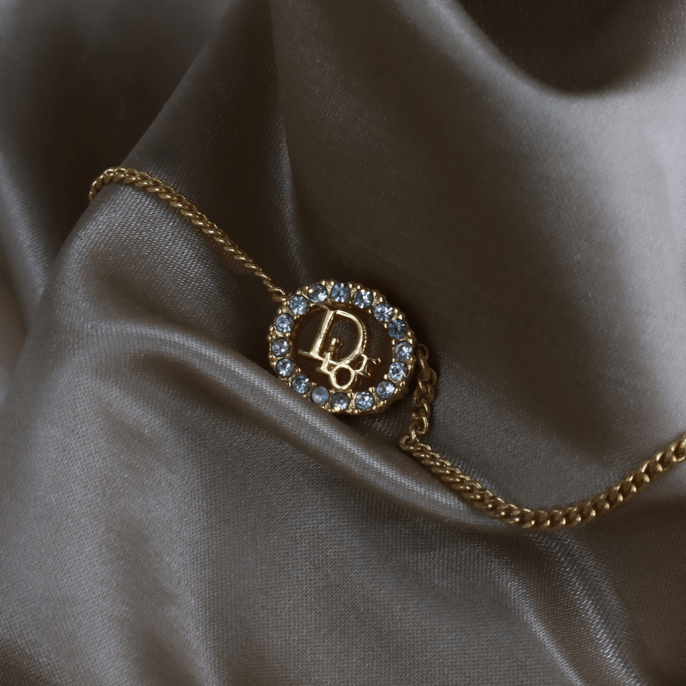 CHRISTIAN DIOR 圓型閃石項鏈| 經典款式 未使用品附原盒 - Vintasy項鏈