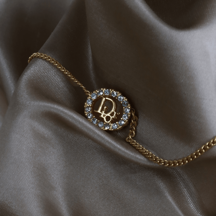CHRISTIAN DIOR 圓型閃石項鏈| 經典款式 未使用品附原盒 - Vintasy項鏈