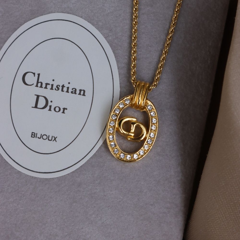 CHRISTIAN DIOR 閃石吊墜項鏈 - Vintasy項鏈