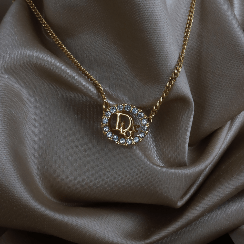 CHRISTIAN DIOR 圓型閃石項鏈| 經典款式 未使用品附原盒 - Vintasy項鏈