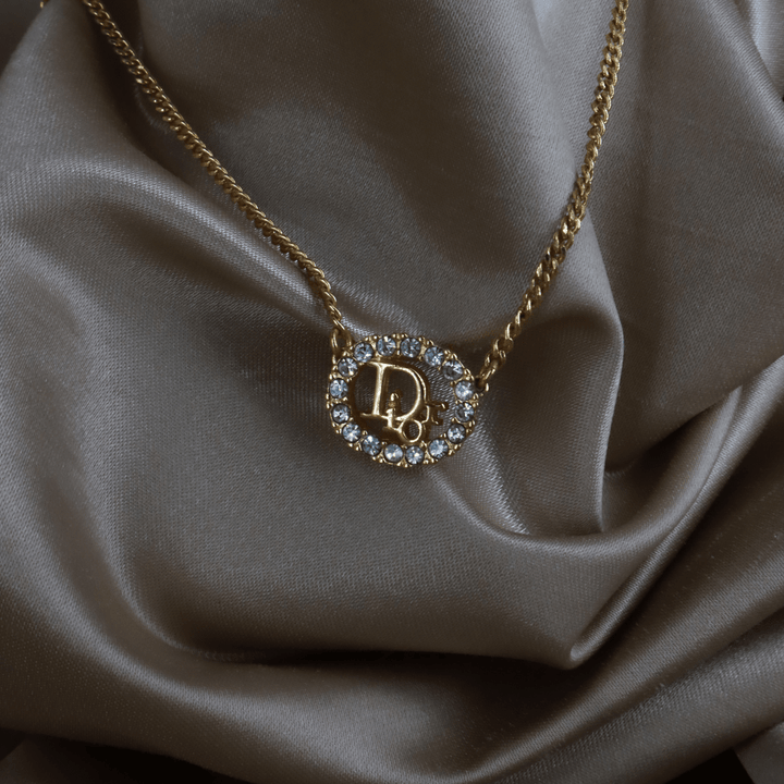 CHRISTIAN DIOR 圓型閃石項鏈| 經典款式 未使用品附原盒 - Vintasy項鏈